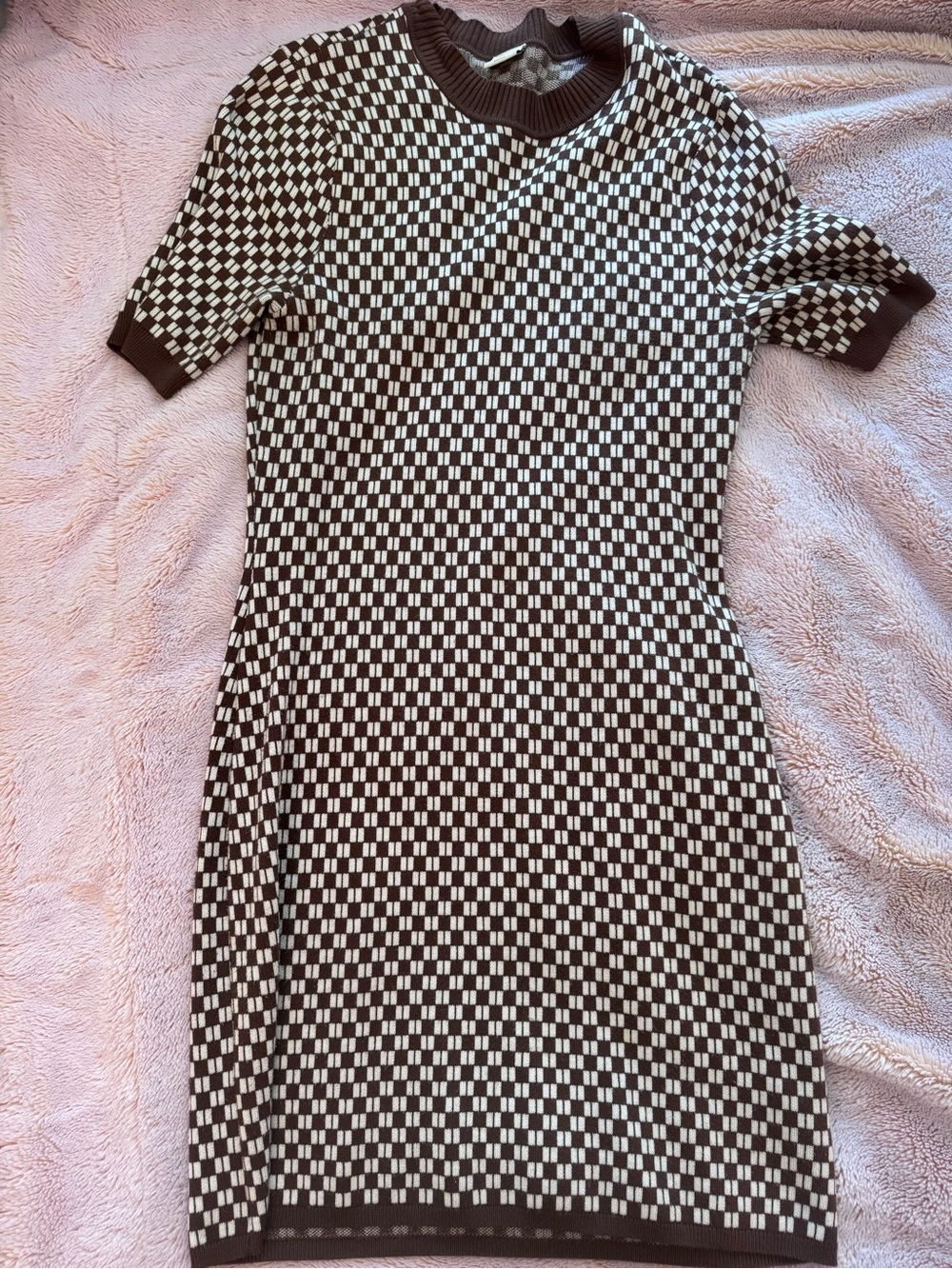 Abercrombie & Fitch Brown and White Checkered Mini Dress